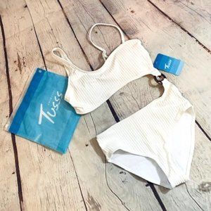 Tuss White Tortoise Ring Monokini One Piece White Swimsuit - Size Small  NWT
